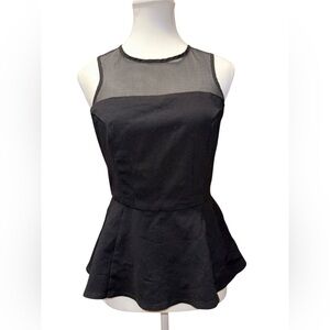 Boston Proper Sleeveless Mesh Peplum Top – Black - Size Small